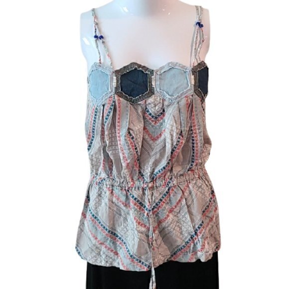 [O'Neil] Beaded Spaghetti Strap Top - Size M - Picture 1 of 10